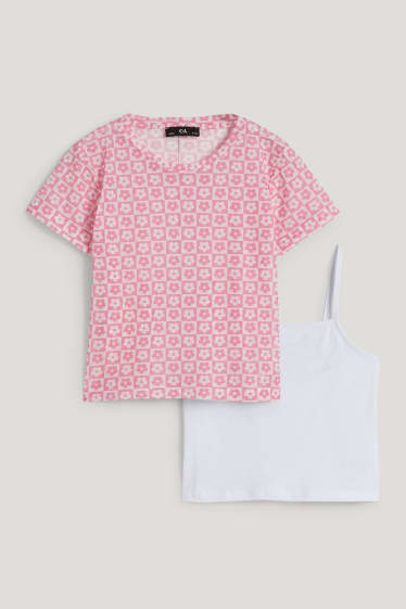 Filles - Ensemble - T-shirt et top - 2 pièces - rose