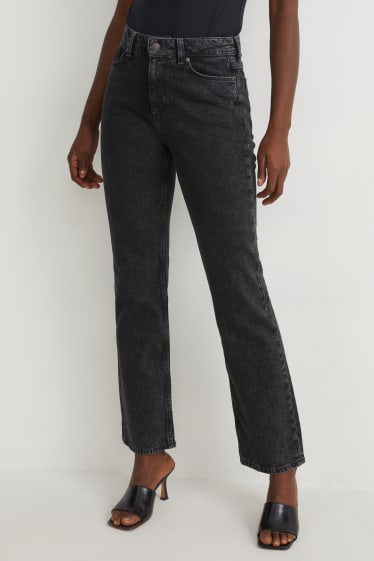 Kobiety - Straight jeans - wysoki stan - LYCRA® - dżins-ciemnoszary