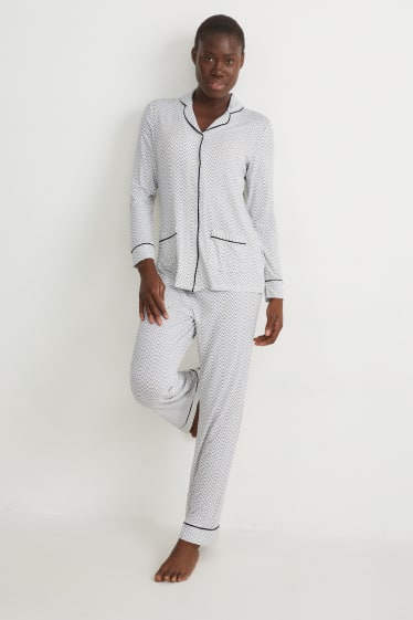 Femmes - Pyjama - avec motif - blanc crème