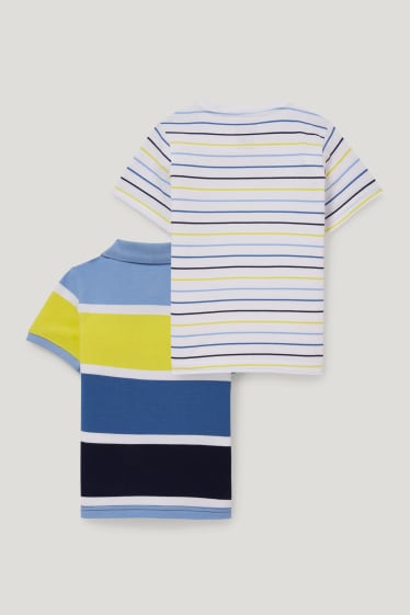 Exkluzivní online - Multipack 2 ks - polokošile a tričko s krátkým rukávem - pruhované - modrá