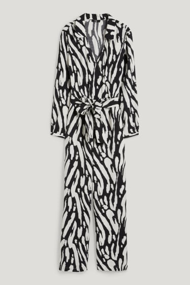 Dames - Jumpsuit - met patroon - zwart / wit