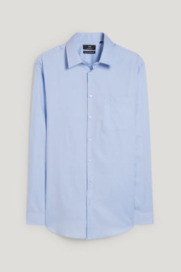 Uomo - Camicia business - regular fit - colletto all’italiana - facile da stirare - azzurro