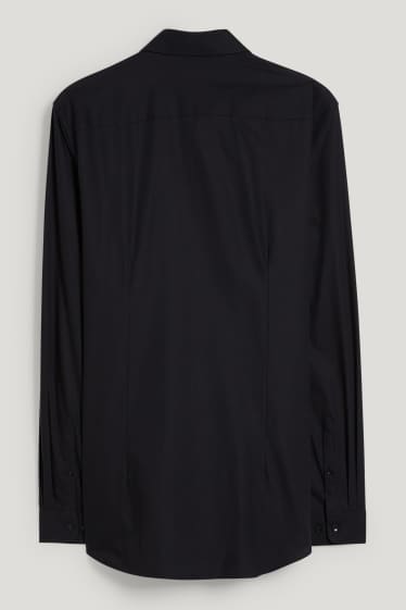 Hommes - Chemise de bureau - slim fit - col kent - facile à repasser - noir