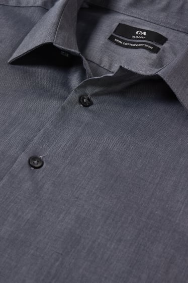 Hommes - Chemise de bureau - slim fit - col kent - facile à repasser - gris