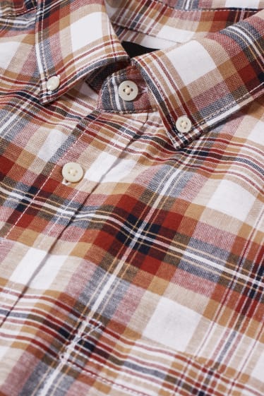 Men - Shirt - regular fit - button-down collar - check - dark orange