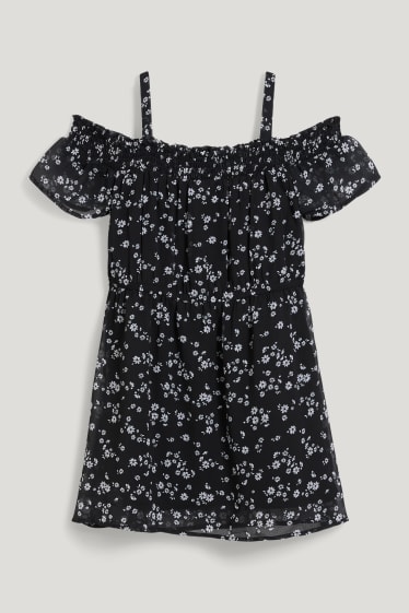 Bambine: - Taglie estese - vestito - a fiori - nero