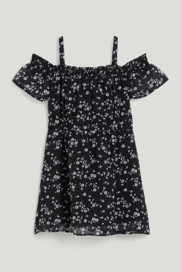 Bambine: - Taglie estese - vestito - a fiori - nero