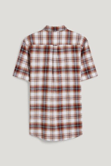Men - Shirt - regular fit - button-down collar - check - dark orange
