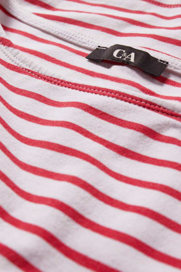 Dames - Longsleeve - gestreept - wit / rood