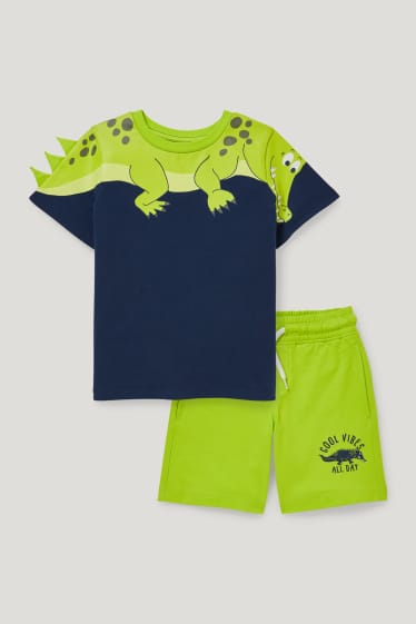 Exklusiv Online - Set - Kurzarmshirt und Sweatshorts - 2 teilig - grün / dunkelblau