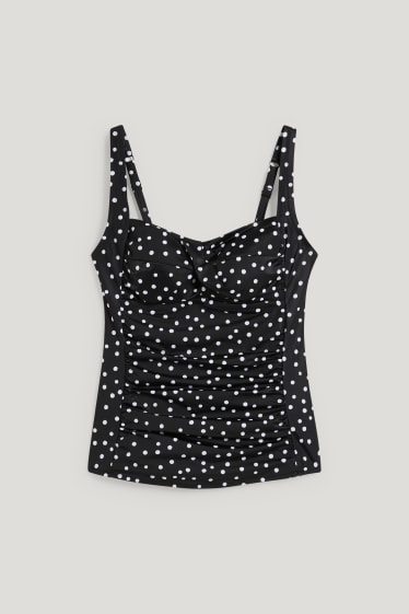 Damen - Tankini-Oberteil - wattiert - LYCRA® XTRA LIFE™ - gepunktet - schwarz