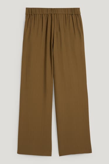 Femei - Pantaloni de stofă - talie înaltă - wide leg - verde închis