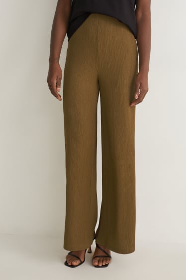 Donna - Pantaloni in jersey - gamba ampia - verde scuro