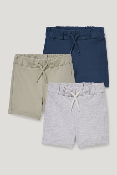 Baby Boys - Multipack 3 buc. - pantaloni scurți trening bebeluși - albastru / gri