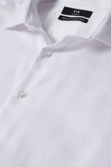 Heren - Business-overhemd - slim fit - cut away - gemakkelijk te strijken - wit