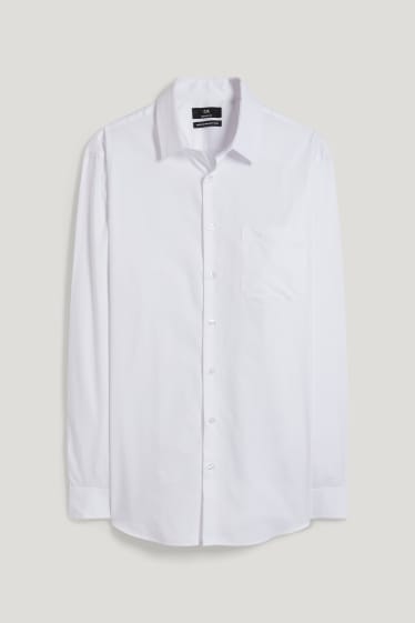 Hommes - Chemise de bureau - regular fit - col kent - facile à repasser - blanc