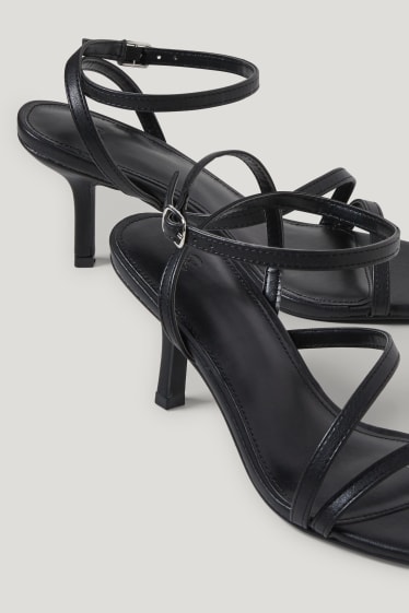 Femmes - Sandalettes - similicuir - noir