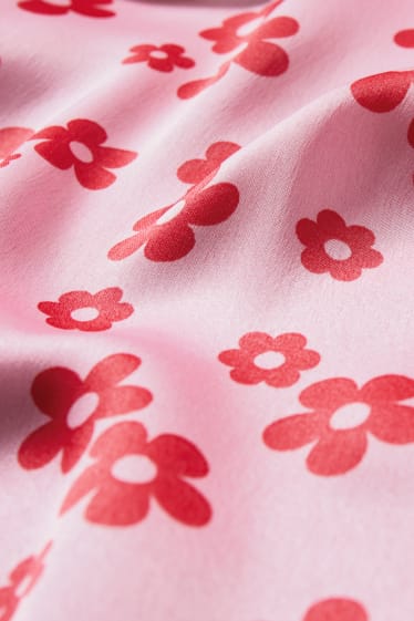 Clockhouse pro holky - CLOCKHOUSE - saténové šaty - s květinovým vzorem - růžová