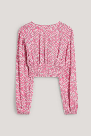 Clockhouse Girls - CLOCKHOUSE - blusa taglio corto a fiori - bianco / rosa