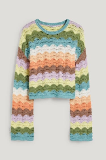 Clockhouse Girls - CLOCKHOUSE - pulover crop - cu dungi - multicolor