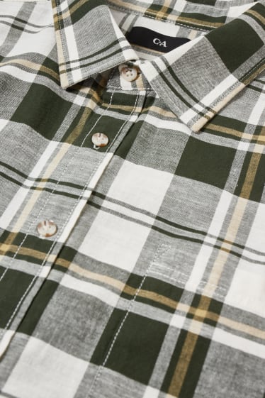 Home XL - Camisa - regular fit - coll kent - quadres - blanc/verd