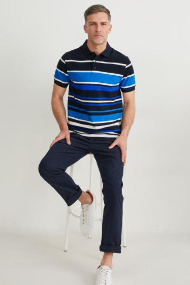 Hommes - Polo - à rayures - bleu foncé