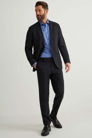 Uomo - Camicia business - regular fit - colletto alla francese - facile da stirare - blu