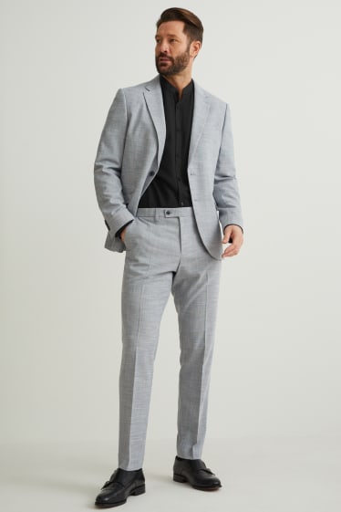 Uomo - Camicia Oxford - slim fit - colletto alla coreana - nero