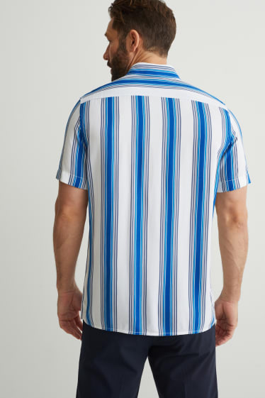 Pánské - Košile - regular fit - kent - pruhovaná - bílá / světle modrá