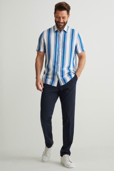 Hommes - Chemise - regular fit - col kent - à rayures - blanc / bleu clair