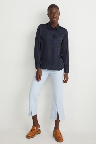 Damen - Satin-Bluse - dunkelblau