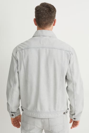 Pánské - Džínová bunda - džíny - světle šedé