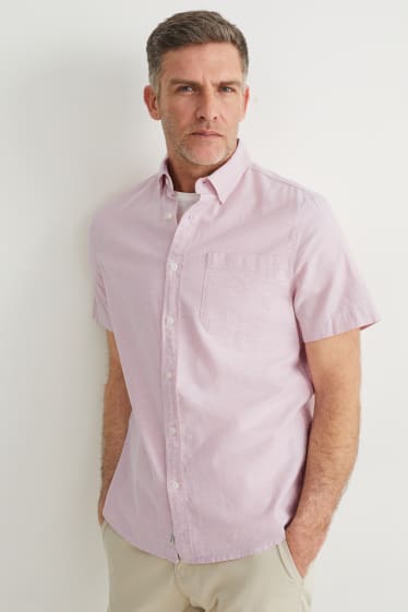 Pánské - Košile - regular fit - button-down - růžová