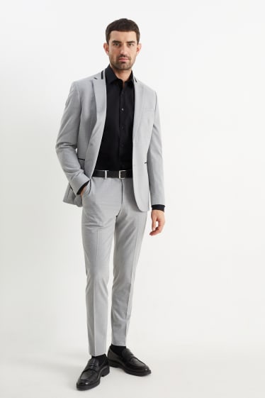 Hommes - Chemise de bureau - slim fit - col kent - facile à repasser - noir