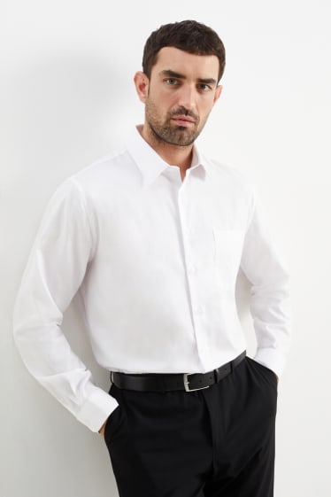 Hommes - Chemise de bureau - regular fit - col kent - facile à repasser - blanc