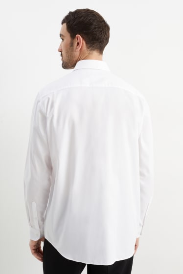 Hommes - Chemise de bureau - regular fit - col kent - facile à repasser - blanc