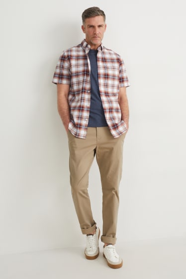 Men - Shirt - regular fit - button-down collar - check - dark orange