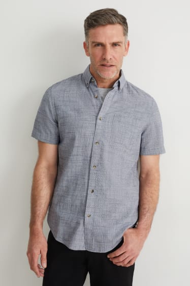 Hommes - Chemise - regular fit - col button-down - gris