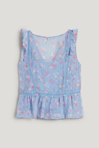 Clockhouse Girls - CLOCKHOUSE - top bluzkowy - w kwiatki - jasnoniebieski