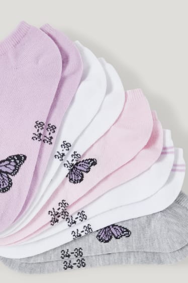 Filles - Lot de 5 paires - papillons - chaussettes de sport à motif - rose