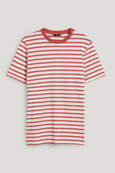 Uomo - T-shirt - a righe - terracotta