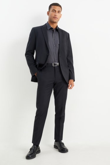 Hommes - Chemise de bureau - slim fit - col kent - facile à repasser - gris