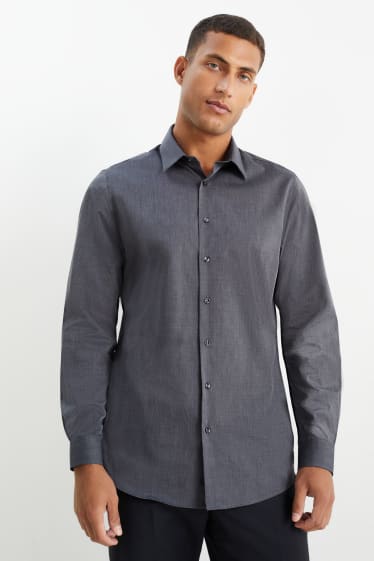 Hommes - Chemise de bureau - slim fit - col kent - facile à repasser - gris