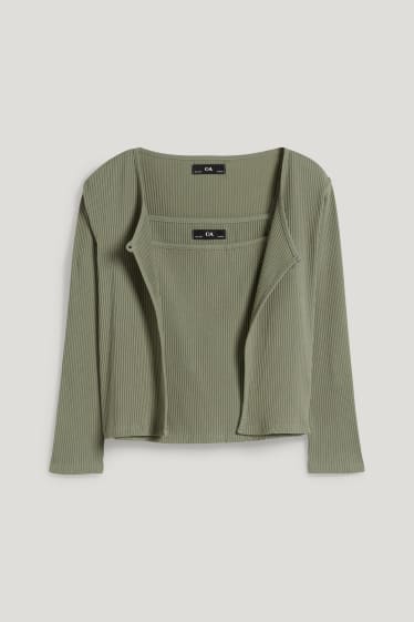 Filles - Encore plus de tailles - ensemble - gilet en maille et débardeur - deux pièces - vert