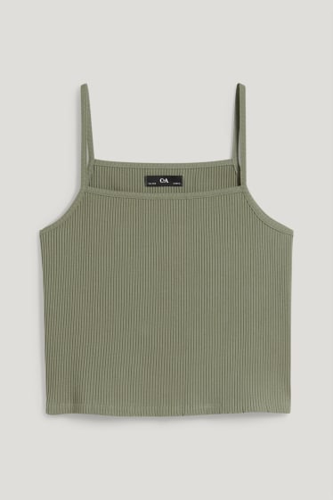 Filles - Encore plus de tailles - ensemble - gilet en maille et débardeur - deux pièces - vert