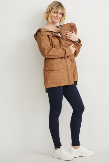 Damen - Umstands-Parka mit Kapuze und Baby-Einsatz - braun