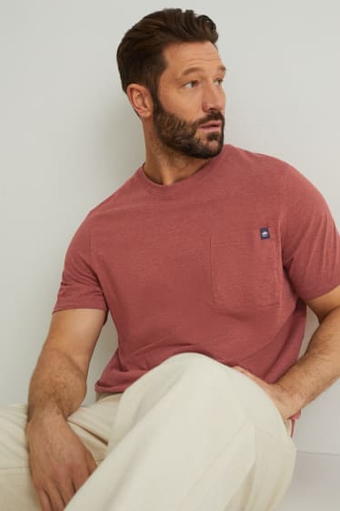 Heren - T-shirt - met gerecycled polyester - donkerbruin