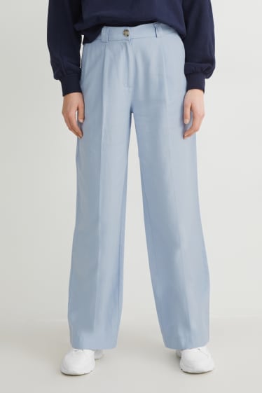 Mujer - Pantalón de tela - high waist - wide leg - azul claro