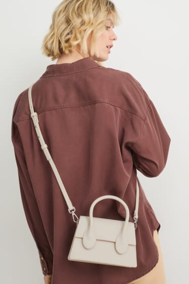 Women - Small shoulder bag - faux leather - light beige