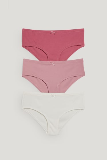 Dámské - Multipack 3 ks - kalhotky hipster - bílá/růžová